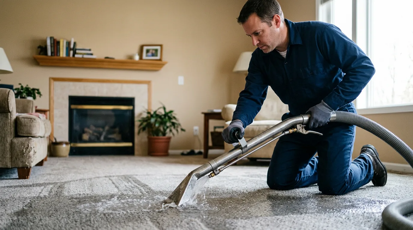 Water damage restoration technician working near Reklaw, TX